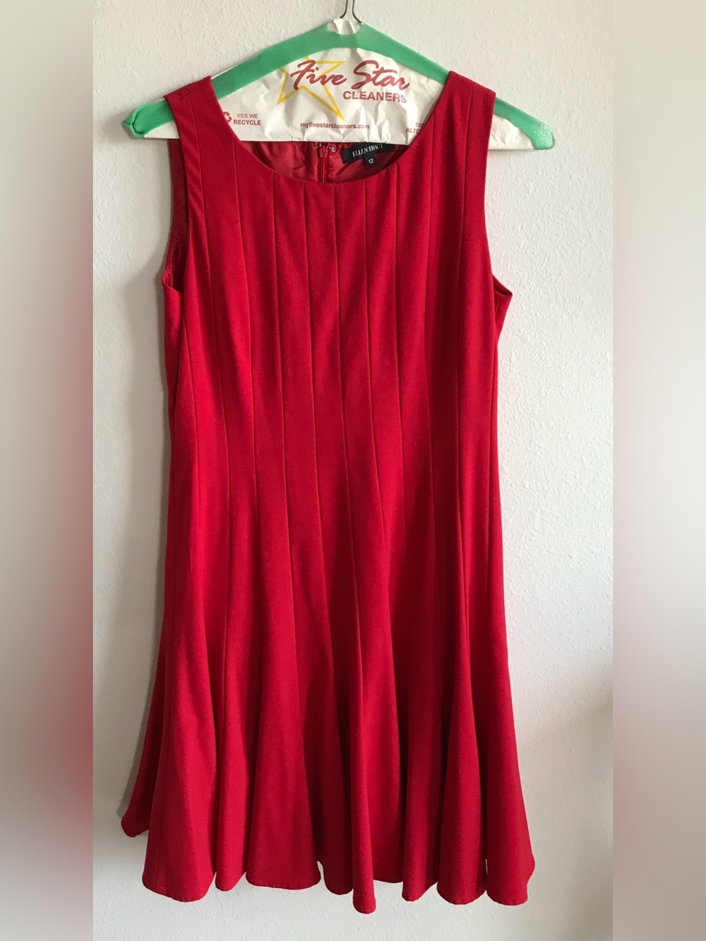 Ellen Tracy red pleated dress. Size 12